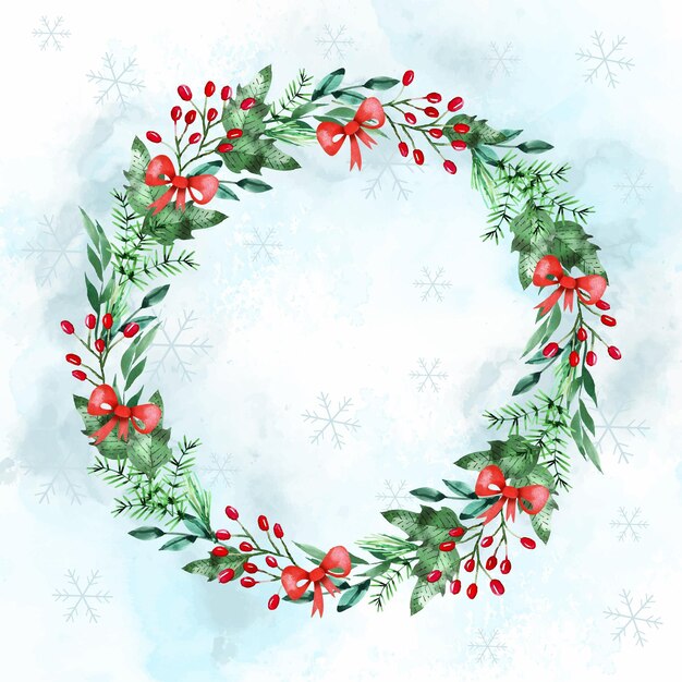 Watercolor christmas wreath