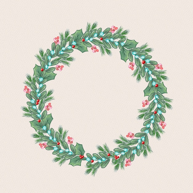 Free Vector watercolor christmas wreath