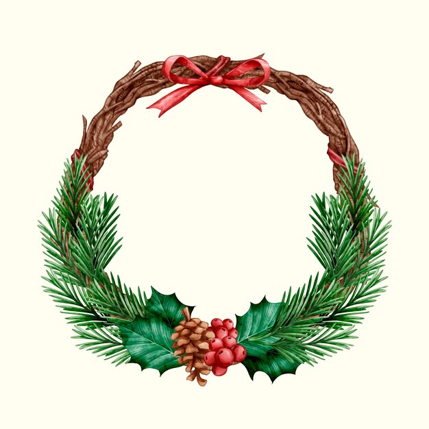 Watercolor christmas wreath