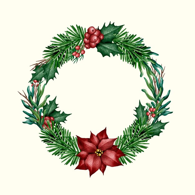 Watercolor christmas wreath