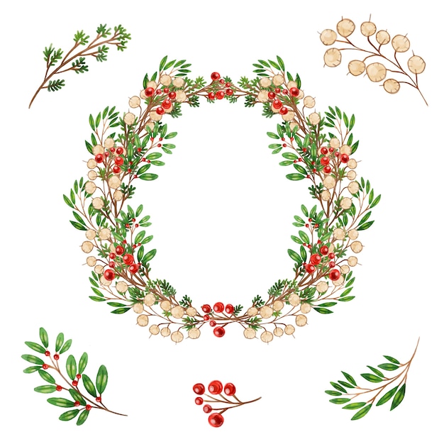 Watercolor christmas wreath