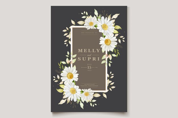 watercolor chrysanthemum summer invitation card