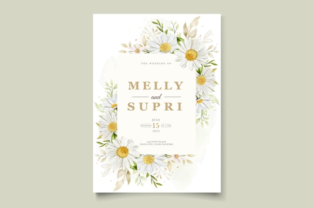 Watercolor Chrysanthemum Wedding Card