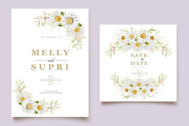 Watercolor Chrysanthemum Wedding Card