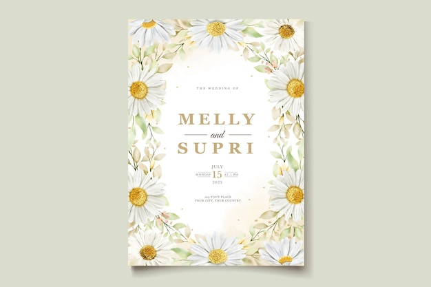 Free Vector watercolor chrysanthemum wedding card