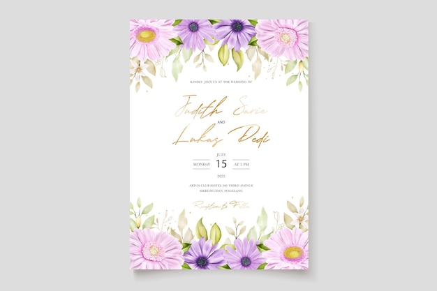 watercolor chrysanthemum wedding card  