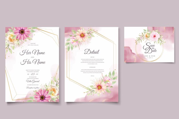 WATERCOLOR CHRYSANTHEMUM WEDDING invitation card set