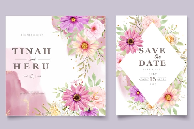 WATERCOLOR CHRYSANTHEMUM WEDDING invitation card set