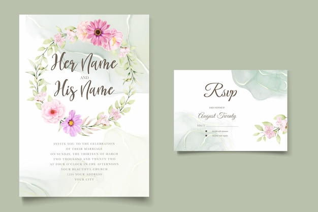 WATERCOLOR CHRYSANTHEMUM WEDDING invitation card set