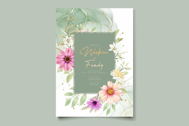 WATERCOLOR CHRYSANTHEMUM WEDDING invitation card set