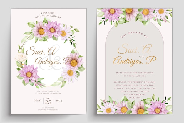 WATERCOLOR CHRYSANTHEMUM WEDDING invitation card set