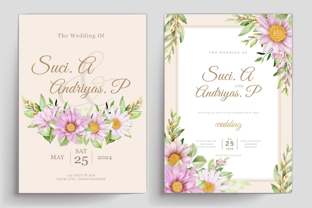 WATERCOLOR CHRYSANTHEMUM WEDDING invitation card set