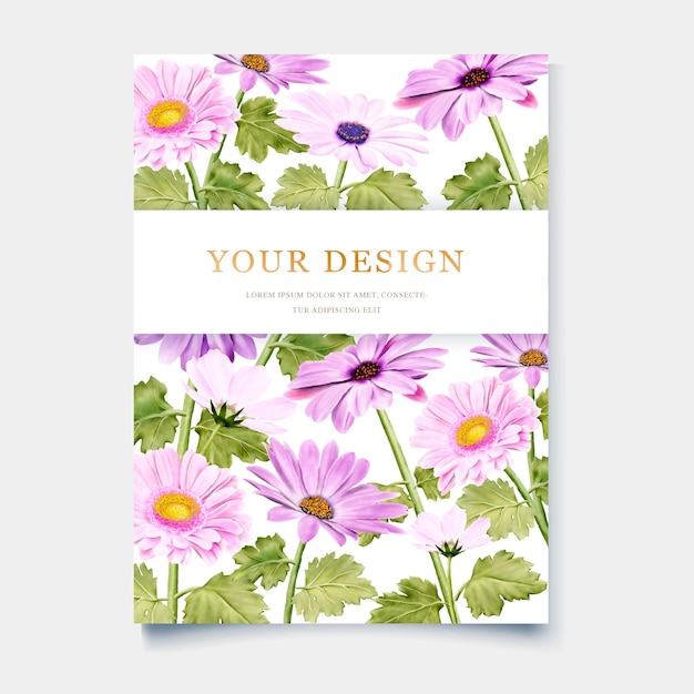 Free Vector watercolor chrysanthemum wedding invitation card