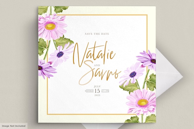 Free Vector watercolor chrysanthemum wedding invitation card