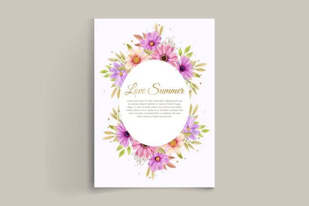 Free vector watercolor chrysanthemum wedding invitation card