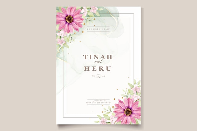 WATERCOLOR CHRYSANTHEMUM WEDDING invitation card