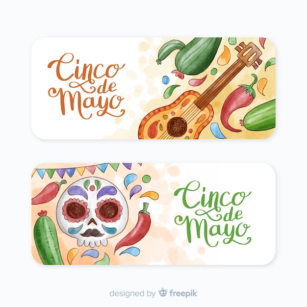 Free Vector watercolor cinco de mayo banners