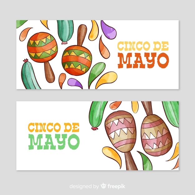 Watercolor cinco de mayo banners