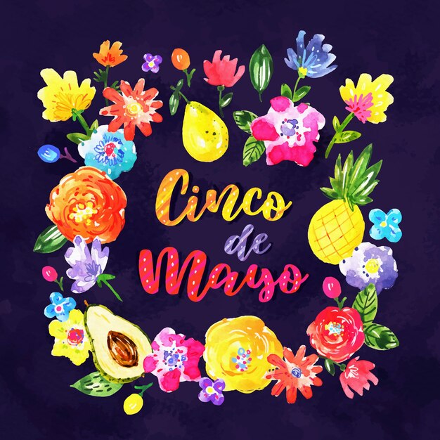 Watercolor cinco de mayo concept