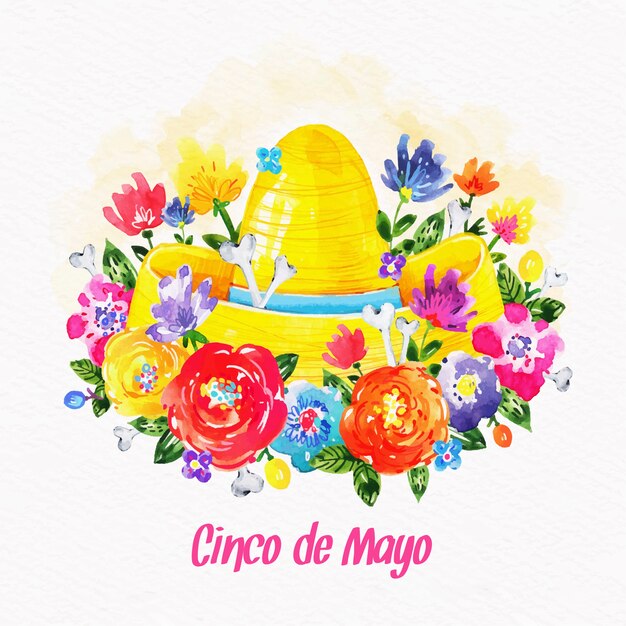 Watercolor cinco de mayo concept