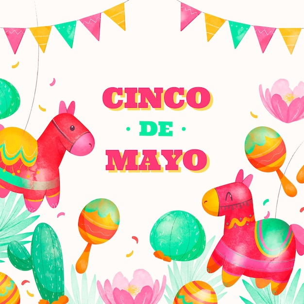 Watercolor cinco de mayo illustration