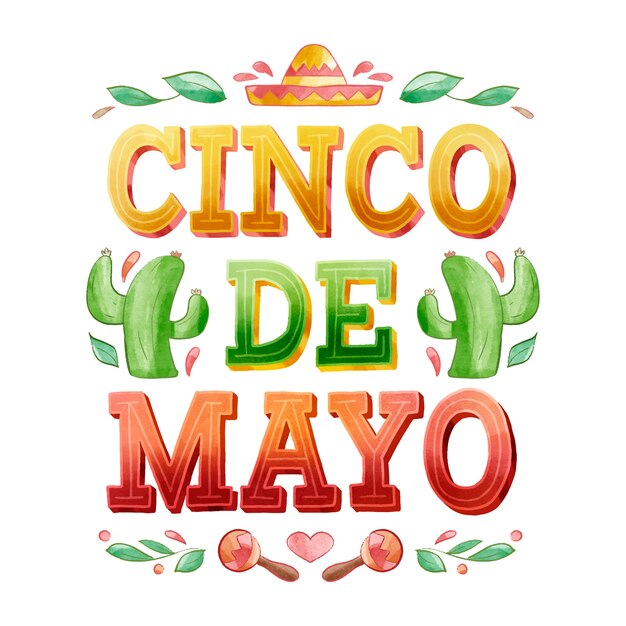 Watercolor cinco de mayo lettering