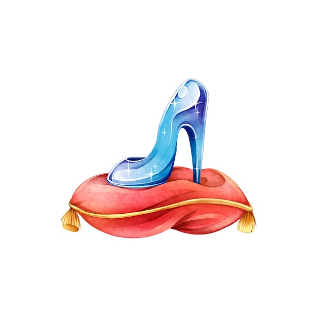 Free Vector watercolor cinderella glass shoe