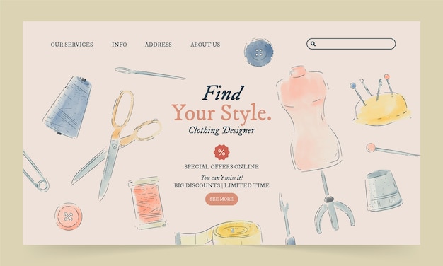 Free Vector watercolor clothing design landing page