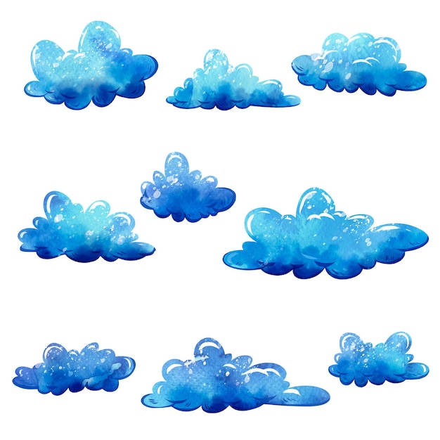 Watercolor clouds collection