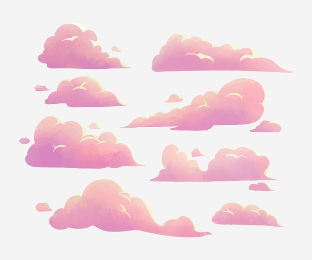 Watercolor clouds collection