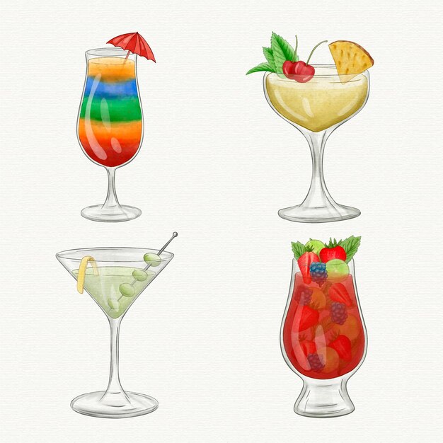 Watercolor cocktail collection