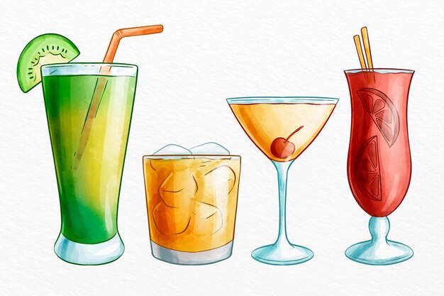 Watercolor cocktail collection