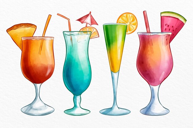 Watercolor cocktail collection