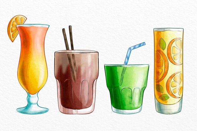 Watercolor cocktail collection