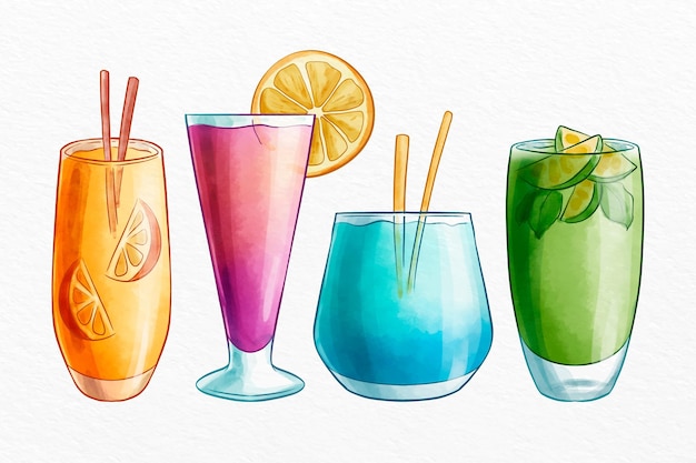 Watercolor cocktail collection