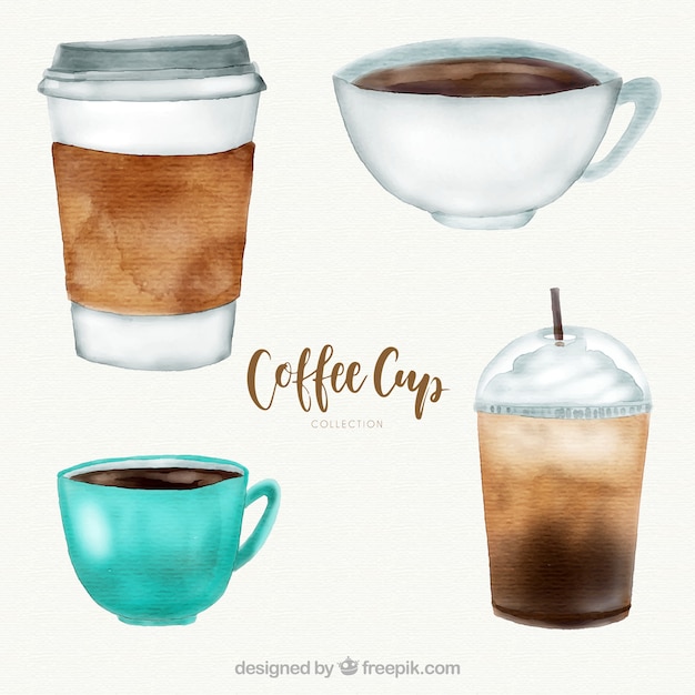 Watercolor coffee cup collection