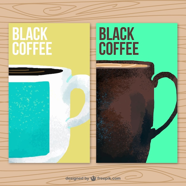 Free Vector watercolor coffee mugs banners