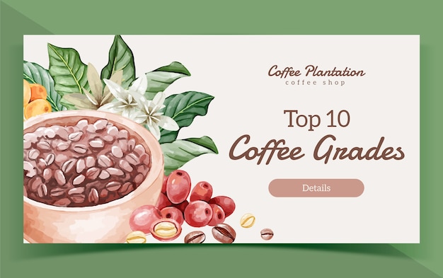 Free vector watercolor coffee plantation facebook template