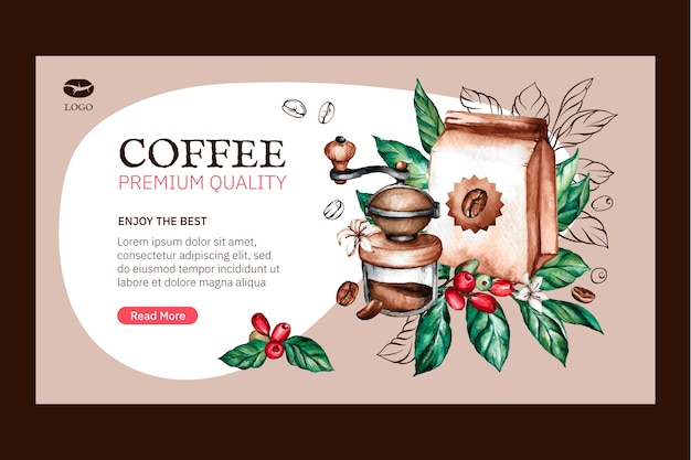 Watercolor coffee plantation landing page