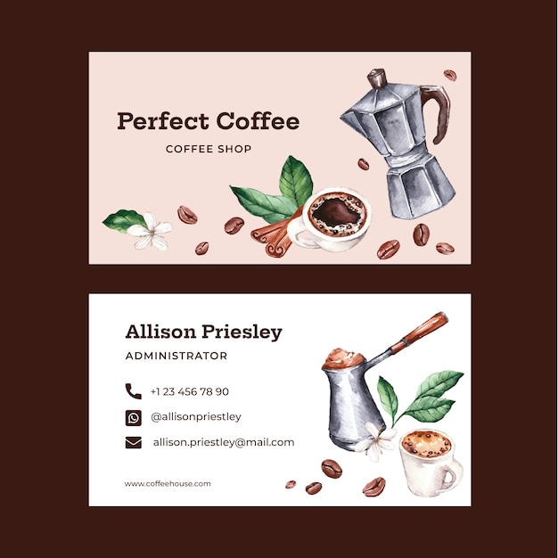 Free vector watercolor coffee shop template