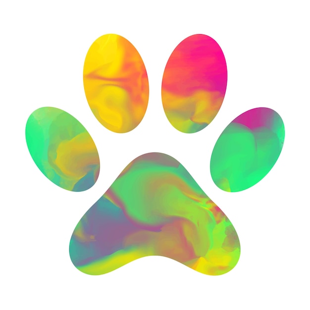 Free vector watercolor colorful paw print of dog and cat