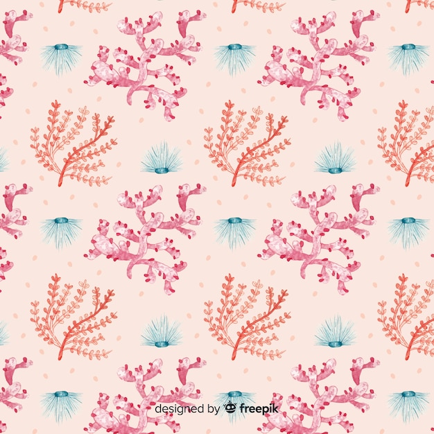 Free vector watercolor coral pattern