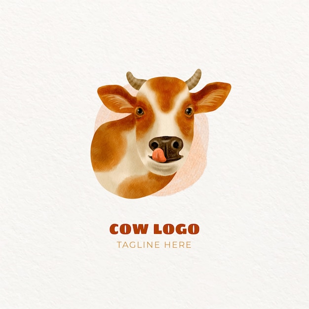 Free Vector watercolor cow logo design