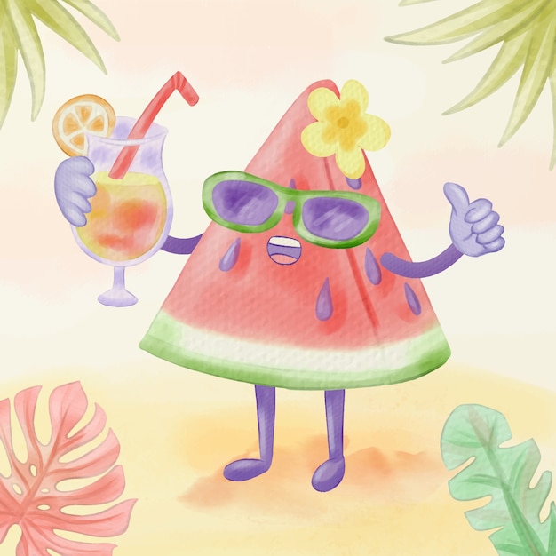 Free Vector watercolor cute illustration for summer season