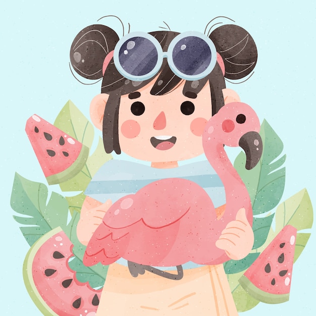 Free Vector watercolor cute illustration for summer season