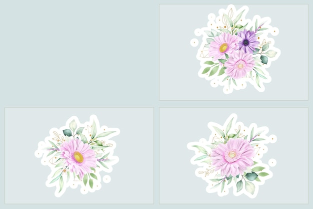 Free Vector watercolor daisy floral wreath illustration