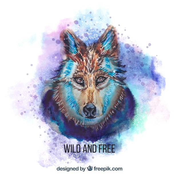 Free Vector watercolor dangerous wolf face