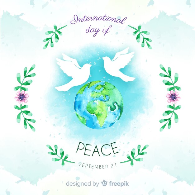 Free vector watercolor day of peace composition with white dove