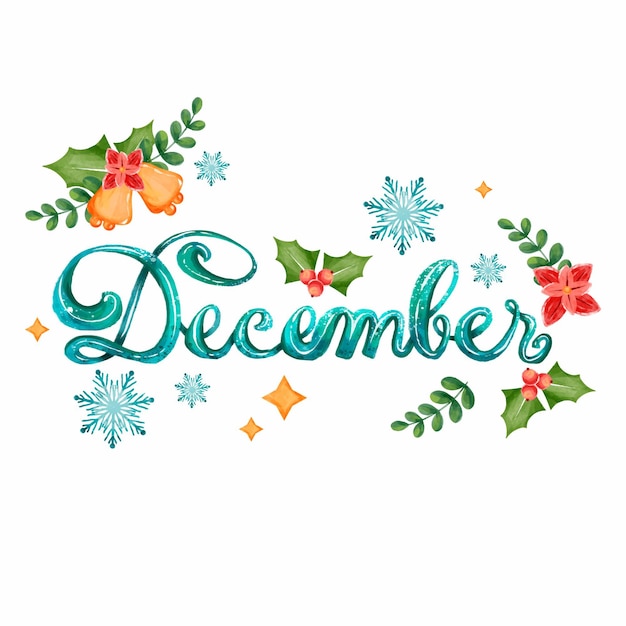 Free Vector watercolor december lettering