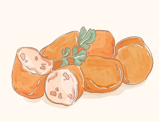 Watercolor delicious croquetas illustration